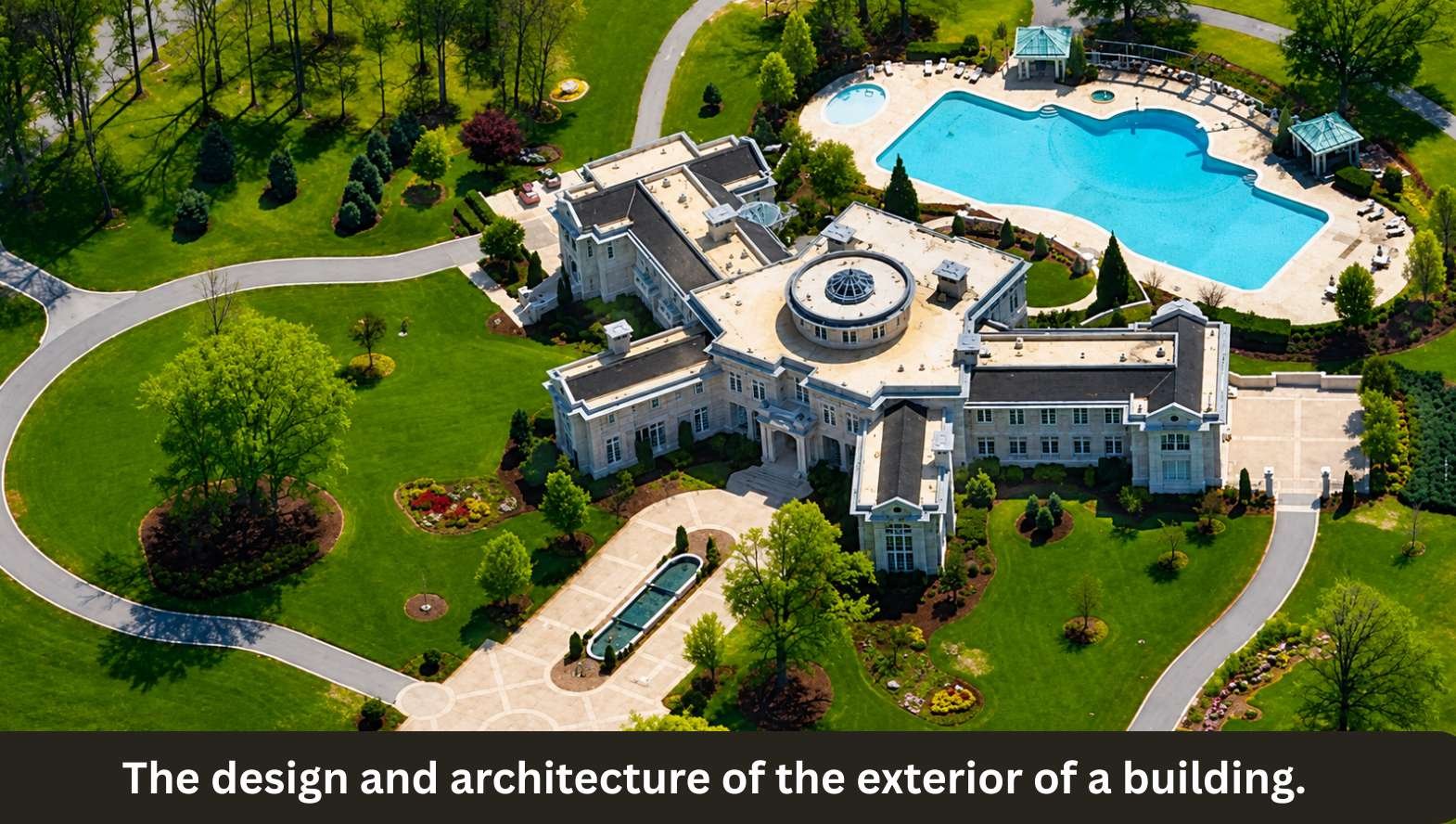 The design and architecture of the exterior of a building The design and architecture of the exterior of a building