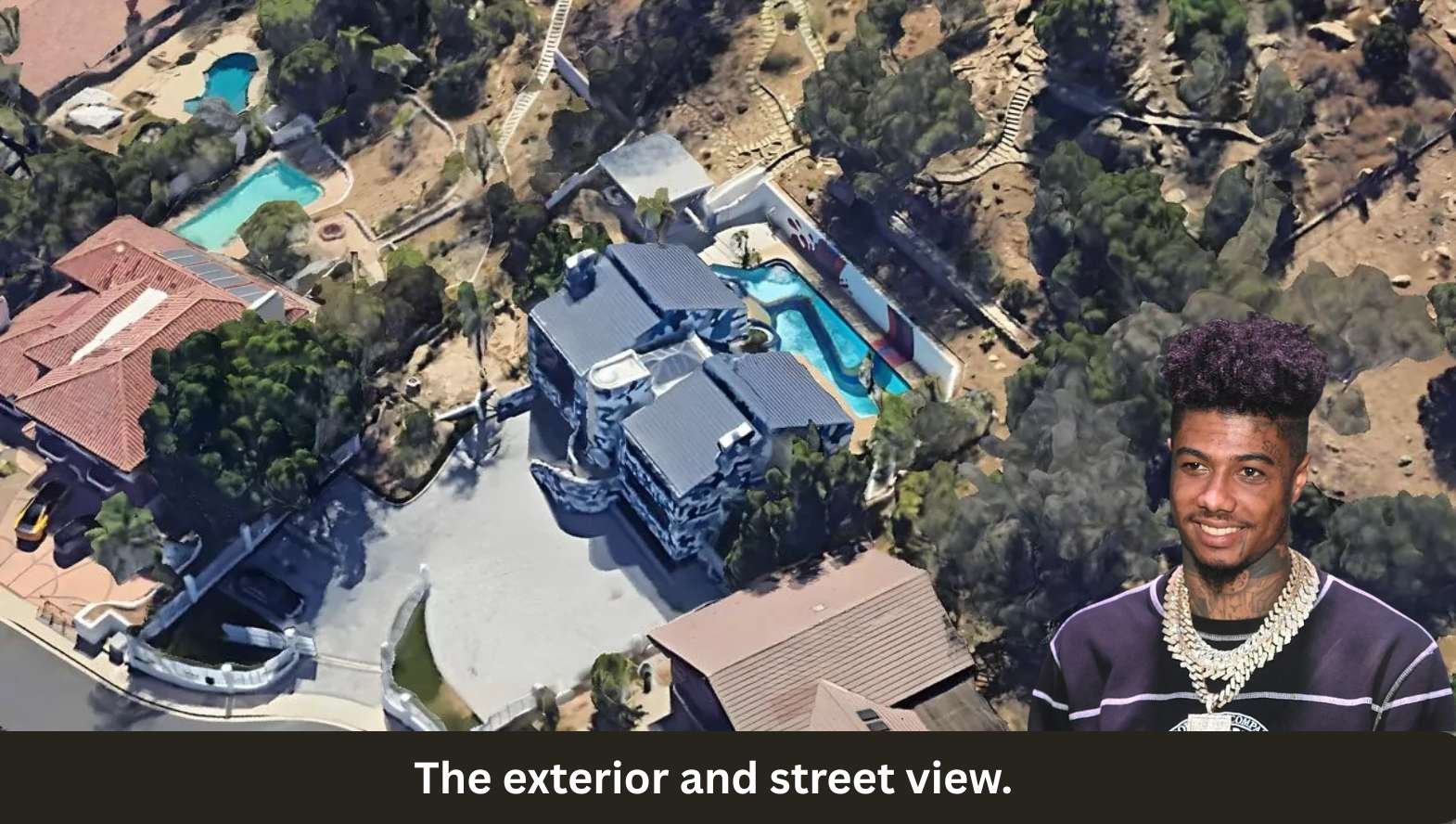 The exterior and street view
