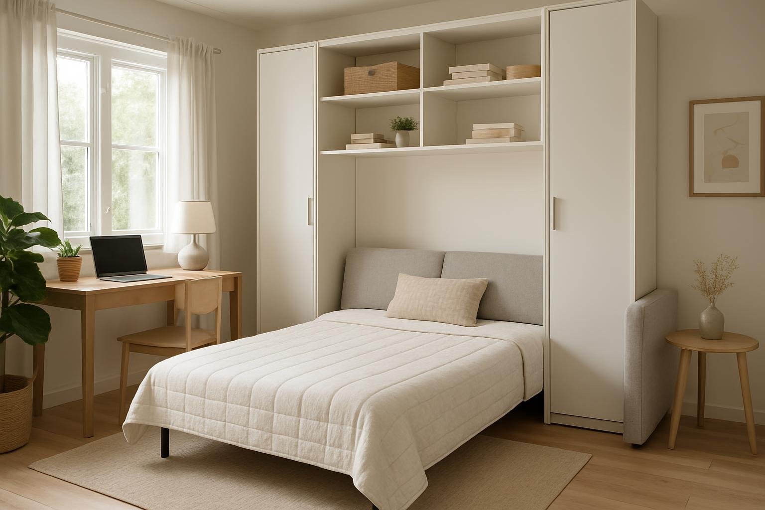 a home office that doubles as a guest room