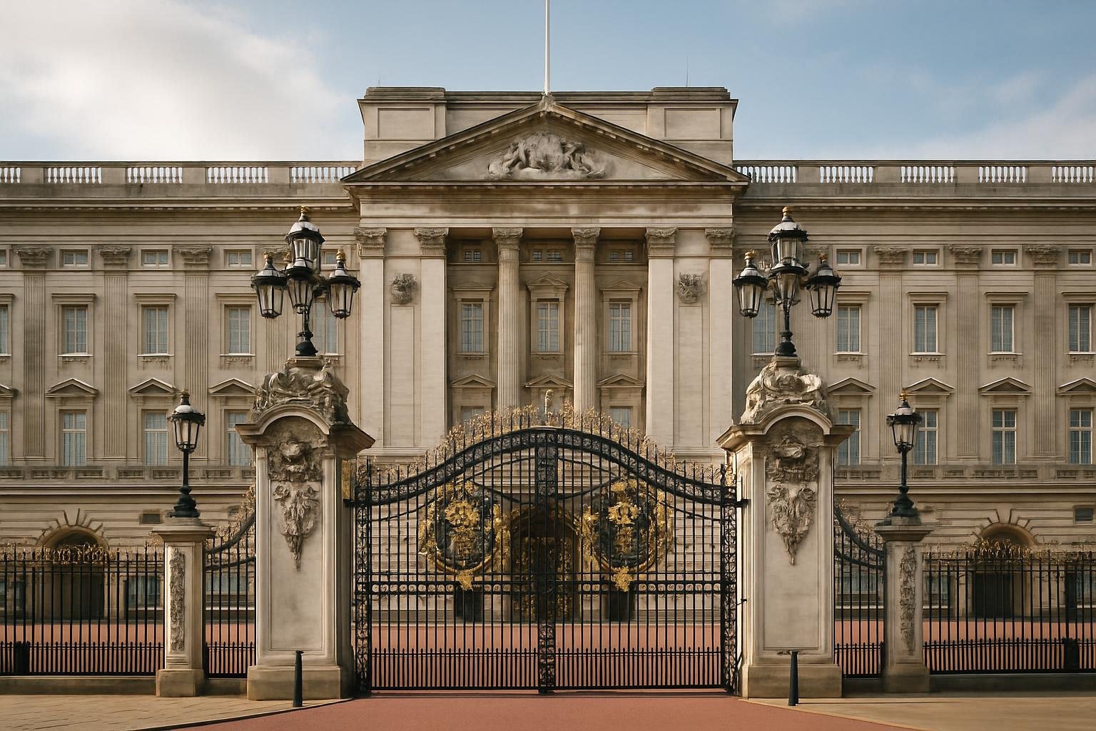 An elegant view of Buckingham Palace